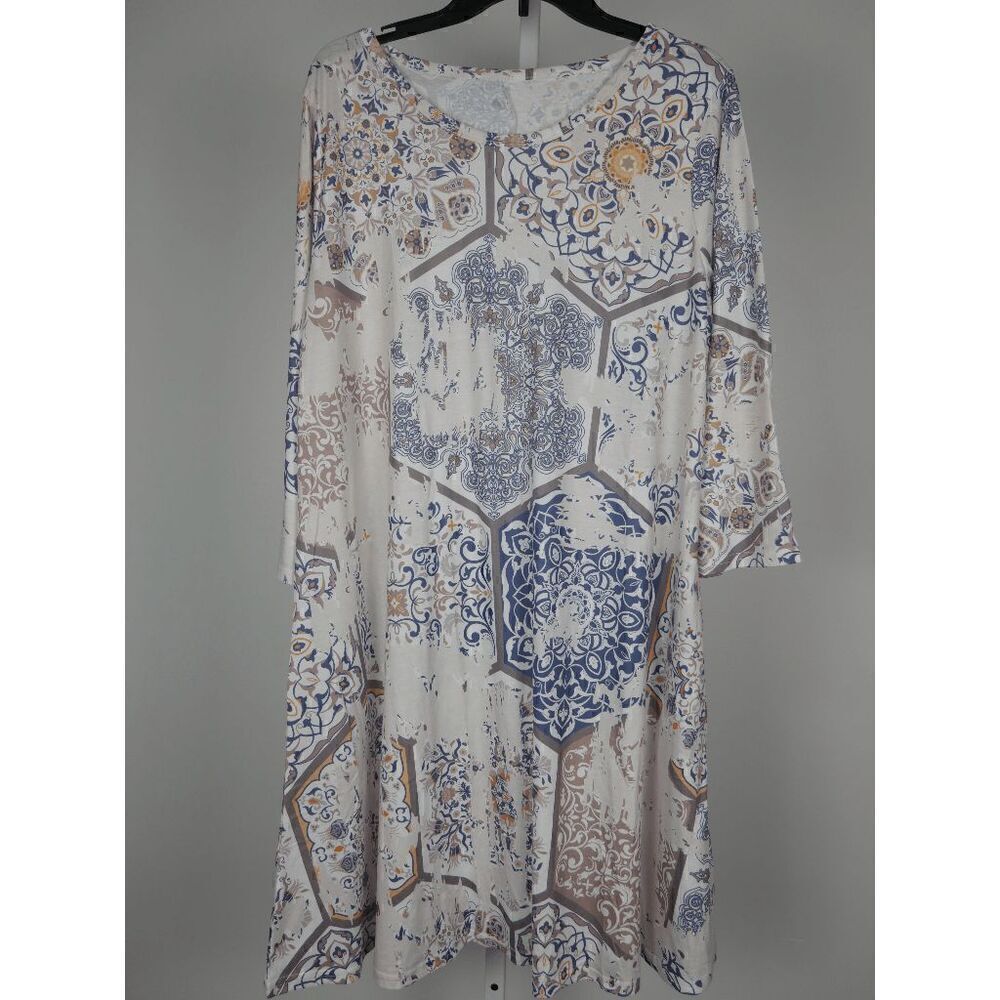 Women's Printed Long Sleeve Crewneck Dress XL